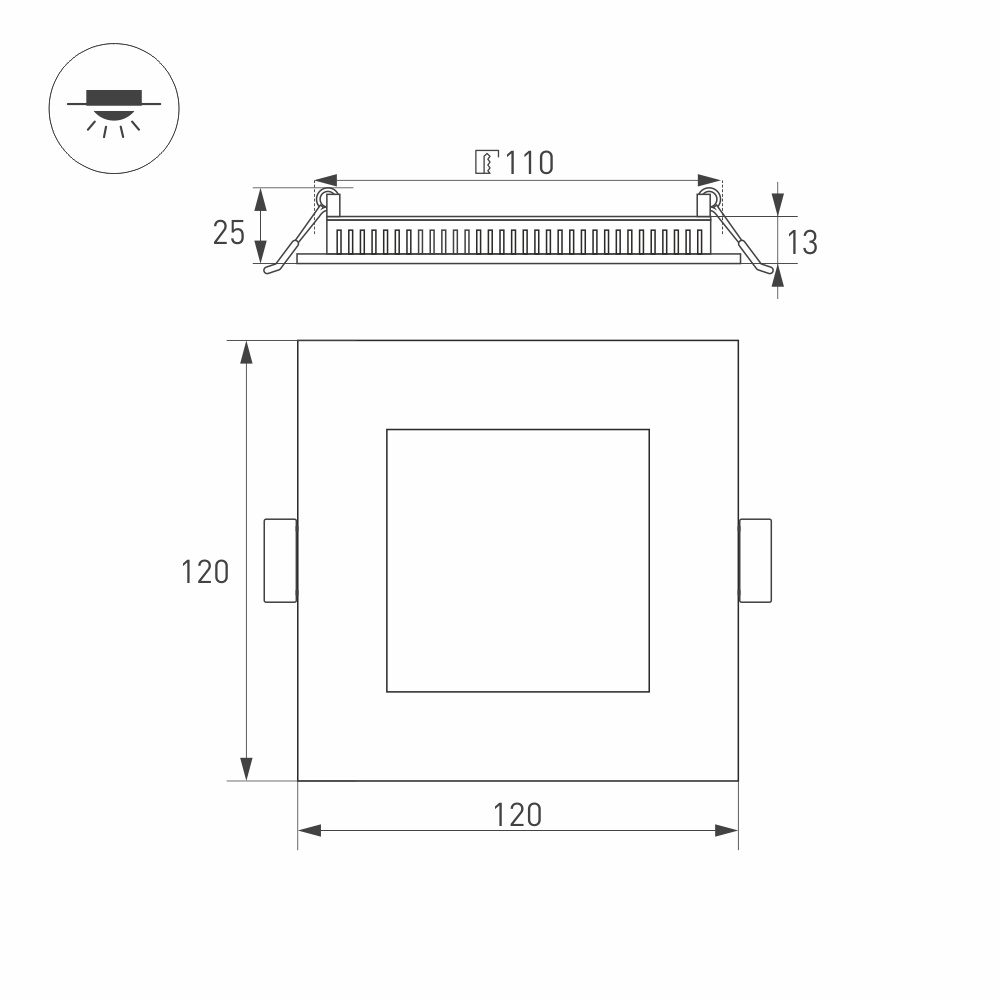 Встраиваемый светильник Arlight DL-120X120M