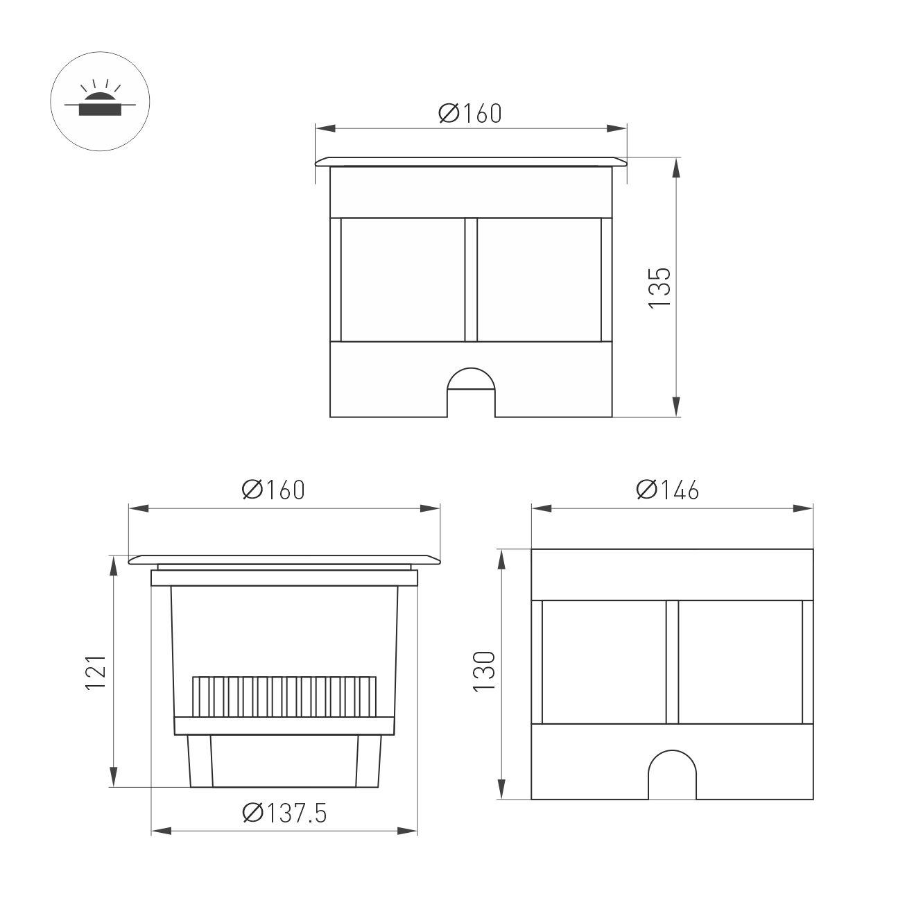 Грунтовый светильник Arlight LTD-DAFNA-GROUND-R160